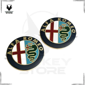 2pcs 74mm Alfa Romeo Emblem Aluminium Badge 147 156 159 166 Brera Mito Giulietta - Picture 1 of 4