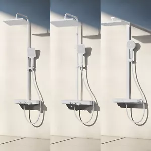 Duschsystem Mit Thermostat Regendusche Duscharmatur Duschset Handbrause Weiß - Bild 1 von 30