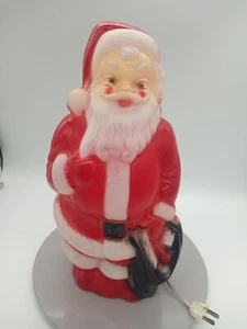 Vintage Empire Tabletop Blow Mold Christmas Santa Claus w/Black Sack Lights Up - Picture 1 of 21