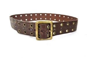 Vintage Grommets Upcycled Leather Painted Belt Studs Sz 34 Medium Joed - Picture 1 of 9