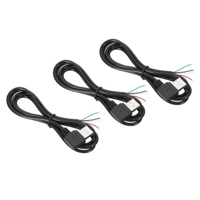 3.28Ft USB Male to 4pin Pigtail Cable, 3pcs 28AWG Data Power Cords Right Angle - Image 1 of 4