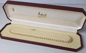 VINTAGE Lotus Simulated Pearl Necklace 925 Silver Clasp Original Box L16" Vgc - Picture 1 of 14