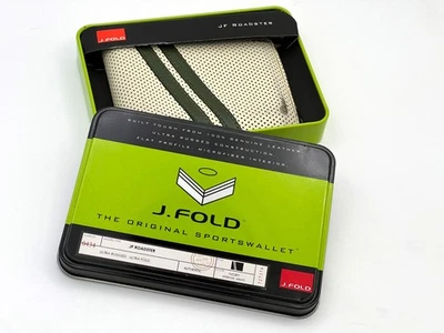 J. FOLD JF ROADSTER SLIMFOLD LEATHER SPORTS WALLET Ivory Green Perforated 0434 - Image 1 of 4