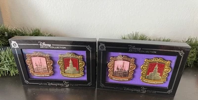 2025 DISNEY ARTIST COLLECTION 2 SPINNER PIN BOX SET DISNEYLAND DCA Maléfica Foto 1 de 2