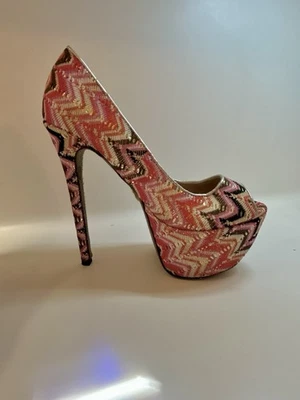 Betsey Johnson Bardot Heels 6 1/2 M Fabric Platform Stiletto Heels - Изображение 1 из 4