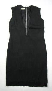 Vintage 50er 60er Georgee Originals schwarz ärmellos V-Ausschnitt Kleid Baumwolle/Leinen? VLV - Bild 1 von 11