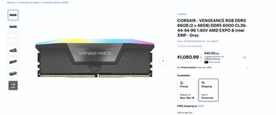 CORSAIR - VENGEANCE RGB DDR5 96GB (2 x 48GB) DDR5 6000