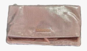 Oscar de la Renta Rose Pink Shimmer Clutch Flip Handbag Logo Embossed Purse - Picture 1 of 8