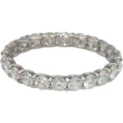 14k White Gold Round Natural Diamond Eternity Band Ring 1.61CT Size 6.5 - Image 1 of 4