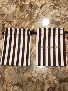 Henri Bendel NY Juego de 2 Bolsas Clásicas de Maquillaje/Maquillaje a Rayas Marrón 5x6" NUEVO - Imagen 1 de 8