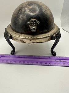 Antique Silver-plated, lion head feet, roll-top, F.B. Rogers Silver Co. 1883  - Picture 1 of 11