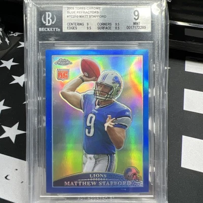 2009 Topps Chrome - Matthew Stafford #TC210 Blue Refractor (RC) BGS 9 SP - Image 1 of 2