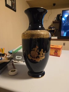 Vintage Limoges Castel France 22k Gold 14 Inch Vase - Bild 1 von 8