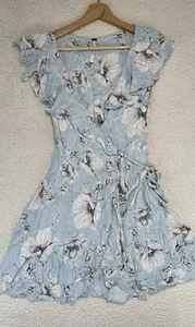 Free People French Quarter Light Blue Floral Print Wrap Dress Size S - Picture 1 of 7