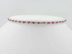 Ruby & Topaz Silver Tennis Bracelet 5.80 CT .925 Silver - Picture 1 of 2