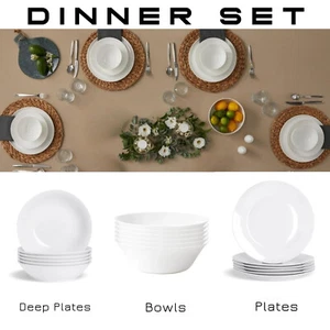 Dinnerware Plate Bowl White Dinner Service Crockery Set 8 16 24 Pc Made n France - Picture 1 of 17