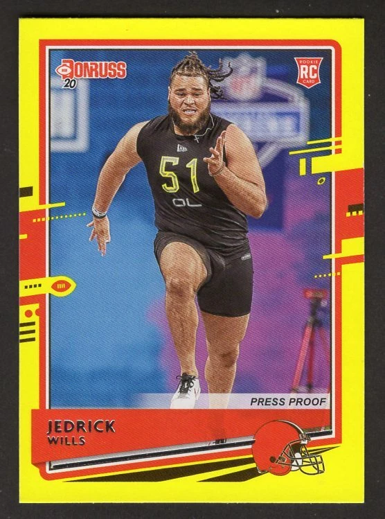 Jedrick Wills 2020 Donruss Press Proof Yellow Rookie Card 269 Browns Alabama - Image 1 of 1