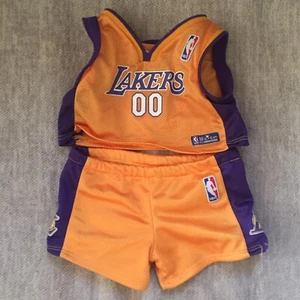 BUILD A BEAR WORKSHOP Gold Purple LA LAKERS 00 Jersey Shorts Basketball Uniform - Picture 1 of 7