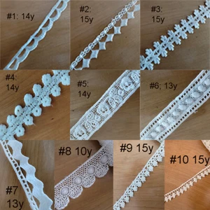 Bordi in pizzo all'uncinetto cotone vintage larghi 10-15 iarde 0,5"-1,5" avorio zhm52 - Foto 1 di 11