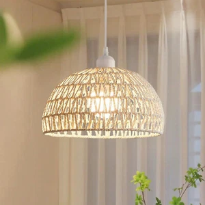 Pendellampe Hängeleuchte Esstischlampe Rattan Wohnzimmerlampe E27 Pendelleuchte - Bild 1 von 9