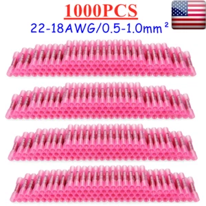 1000 Stck. Hitzeschrumpf Wasserdichte Drahtverbinder Rot 22-16 AWG Butt Dichtung Klemmen - Bild 1 von 11