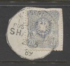 Oficinas alemanas de 1889 en China 20 Pf. Precursor usado en pieza SHANGHAI, $62.00 - Imagen 1 de 1