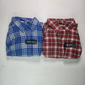Chaps Mens Flannel Shirt Plaid Lot Of 2 Big Tall Cotton Size 3XB Red Blue NEW - Picture 1 of 22