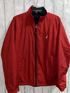 Nautica Black Red Reversible Poly/Fleece Jacket Mens Small Zip Up - Picture 1 of 8