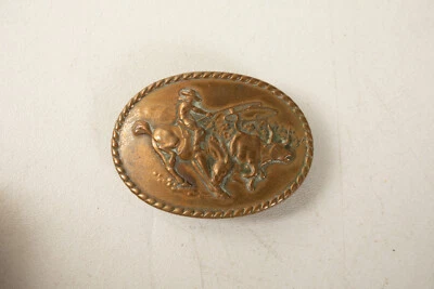 Bronze Cowboy Roping Steer Belt Buckle (B8A) Vintage (JSF6) Robinson Attleboro - Image 1 of 4