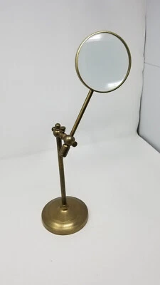 Antique Desktop "Nautical" Magnifying Glass on Brass Stand Adjustable Decorative - Image 1 of 4