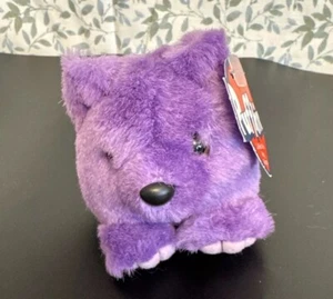 Vintage Swibco Puffkins 6659 VIOLET Bear Keychain with Tag Purple Soft Plush Toy - Picture 1 of 10