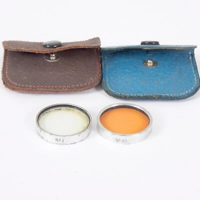 VINTAGE UNBRANDED PAIR 25mm GLASS FILTERS, No.1 & No.85  #AB485 - Image 1 of 3