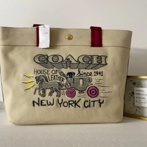 ๐ผ๐ฆ Coach C5683 ๐ผ๐ฆ School Graphic New York City Natural Bag Tote ๐ผ GB21*4 - Picture 1 of 11