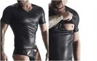 TSH014 Regnes RFP kurzarm t-shirt  matt kunstleder Clubwear schwarz Hemd Wetlook