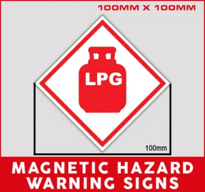 100 mm Advertencia de Peligro Magnético GLP Transporte Gas Letrero Caravana Cámper - Imagen 1 de 2