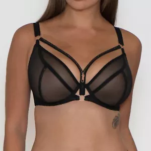 Scantilly Lingerie Unzipped Underwired Plunge Bra Black 005101 - Picture 1 of 2