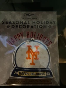 New York Mets 2023 Seasonal Happy Holidays Schneekugel Patch Limited Edition - Bild 1 von 2