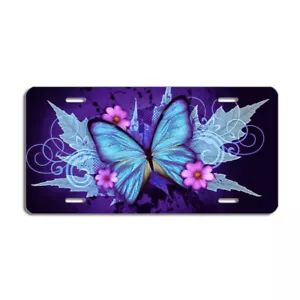 Stylish Flowers & Butterflies License Plate - Decorative Car Tag - Picture 1 of 1