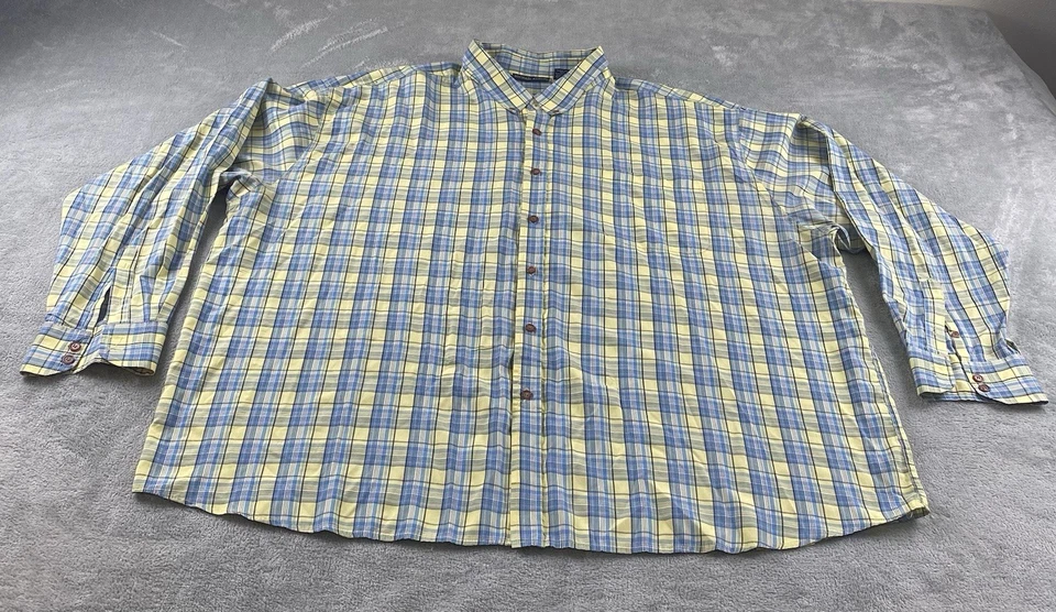 Michael Austin Men’s Button Up Shirt 4XL Yellow Blue Plaid Casual C33 - Image 1 of 4