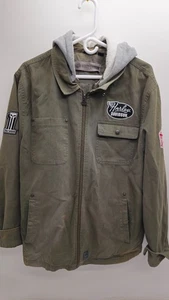 Harley-Davidson Men's Hooded Jacket Full Zip Green Cotton Motorcycle Biker Patch - Picture 1 of 12
