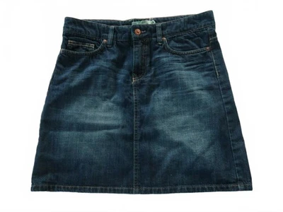 Falda de jean H&M LOGG para mujer denim lavado oscuro hasta la rodilla talla 8 Foto 1 de 4