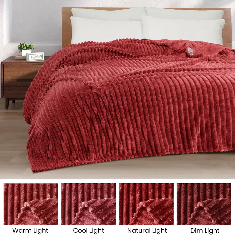 Microplush Fleece Blanket Queen Lightweight & Ultra Soft Striped Fleece Blankets - Image 1 of 1