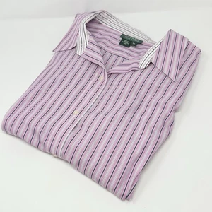 Lauren Ralph Lauren Damen 3x Rosa Gestreiftes Hemd Baumwolle Langarm Knopfleiste - Bild 1 von 5