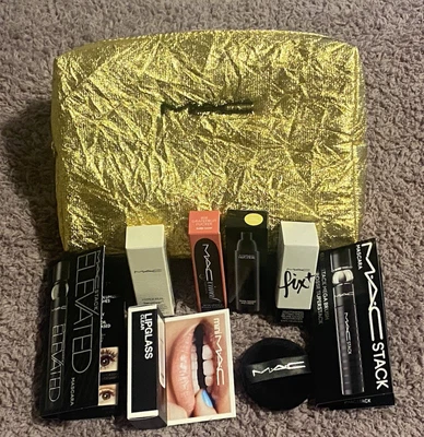 MAC Makeup Bag w/8pc Set ~ Grapefruit Pucker Lipstick~Lipglass~2 Mascara~+Others - Image 1 of 4