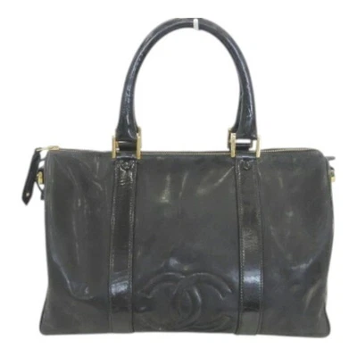 CHANEL 2Way Duffle Bag Patent Leather Black Coco Mark Cc Logo Handbag - Image 1 of 4