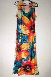 Karin Stevens Gr. L Blumen Strick Stretch ärmellos Maxi Pullover Kleid - Bild 1 von 8
