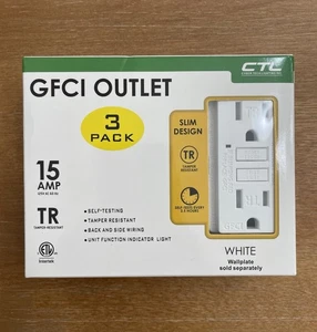 CTL 15A - 125V Tamper Resistant GFCI Outlet 3 PACK White NEW - Picture 1 of 6
