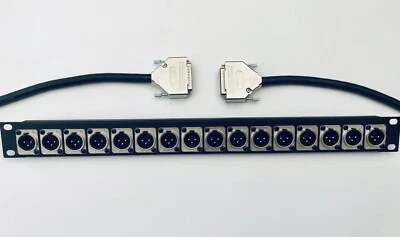 16 CH D-Sub Patchbay XLR Neutrik 1U Faceplate Mogami Loom Studio - Image 1 of 4