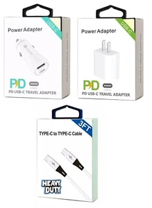 USB-C Wall, Car Adapter, USB-C to C Cable for Moto G 5G/G Power/G Stylus 2025 - Picture 1 of 27