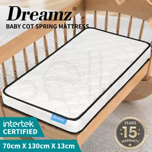 Dreamz Baby Kids Spring Mattress Bed Cot Crib Breathable Firm Foam 13cm Thick - Picture 1 of 12